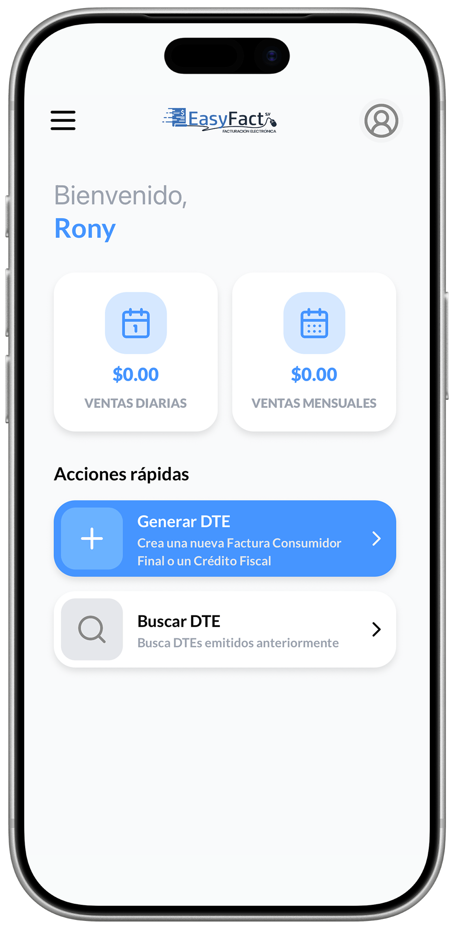 EasyFact Móvil en un iPhone